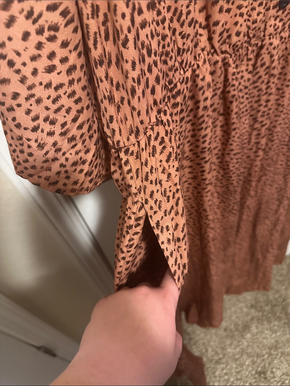 BloomChic Rust Brown Printed Button-Front Midi Dress with Collar - Picture 5 of 6